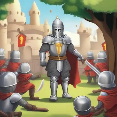 In the cartoon world, the brave knight unfurled the oriflamme to rally his comrades and defend their kingdom.