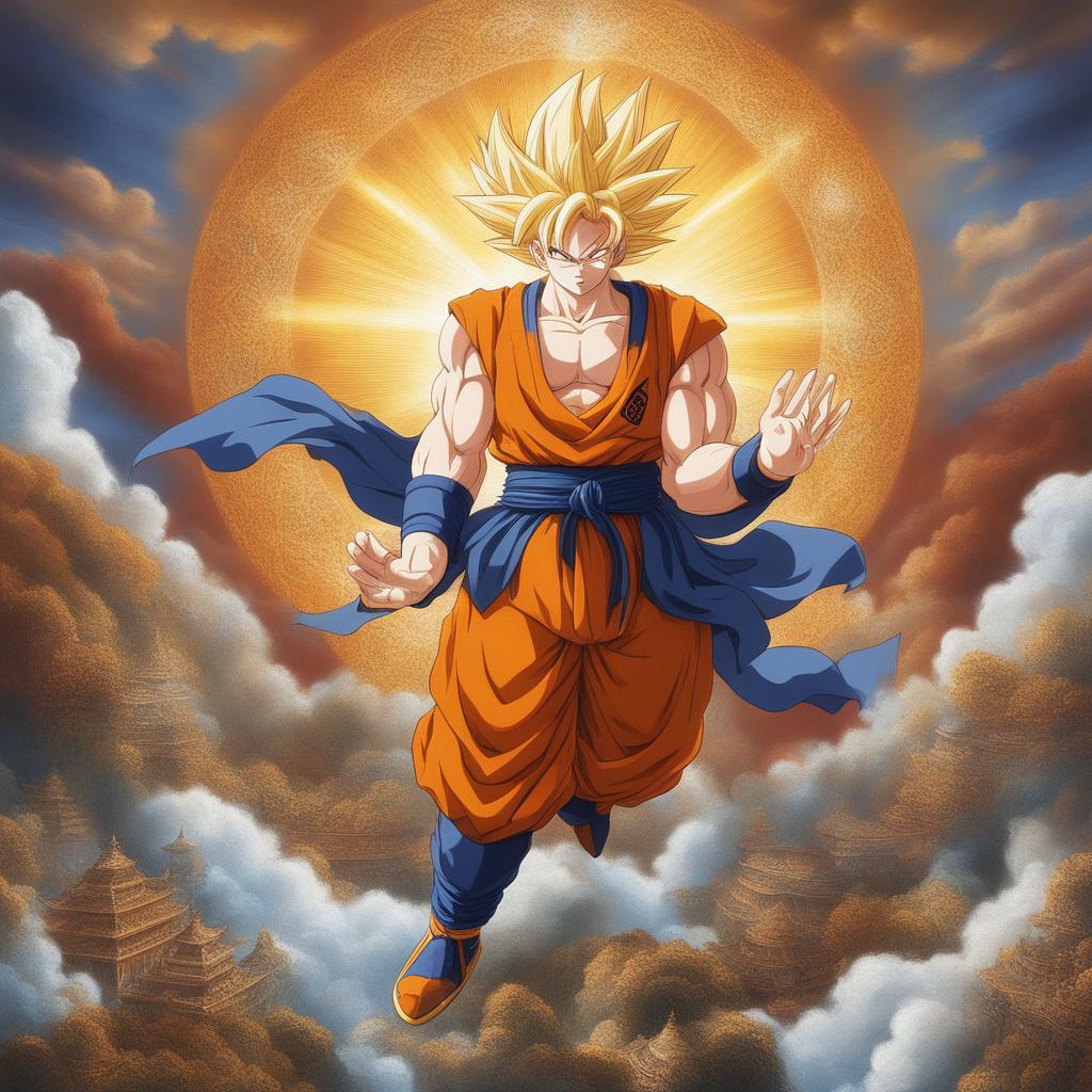 This revised image presents Goku in a more profound religious context