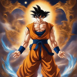 This breathtaking masterpiece features Goku as a celestial emissary, exalting the divine name of God