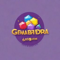 Create a joyful and cheerful-themed logo featuring the text 'gembirapedia' combined with colors purple, yellow, and white.