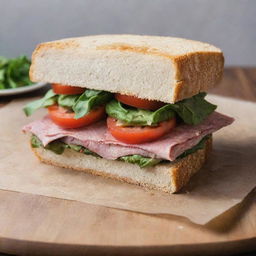 A homemade sandwich, carefully made with personal touch, displaying the unique style of the creator.