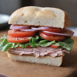 A homemade sandwich, carefully made with personal touch, displaying the unique style of the creator.