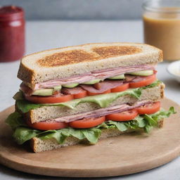 A homemade sandwich, carefully made with personal touch, displaying the unique style of the creator.