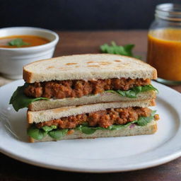 A simple, homemade Indian sandwich made thoughtfully, highlighting the personal touch of the creator with traditional Indian flavors and ingredients.