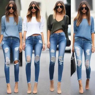 The distressed jeans were all the rage this season, with many people embracing the worn and torn look.