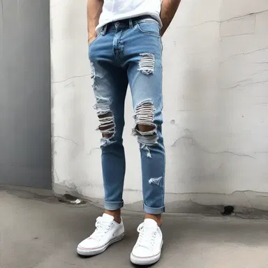 The distressed jeans were all the rage this season, with many people embracing the worn and torn look.