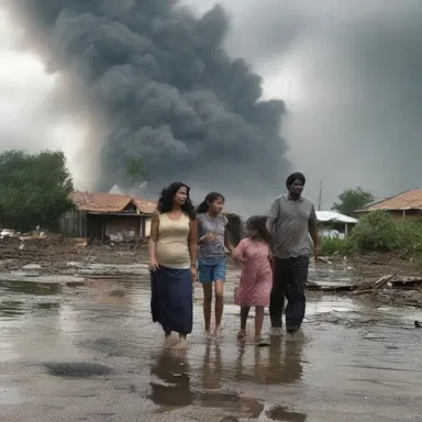 The movie depicted the distress of a family caught in the midst of a natural disaster.