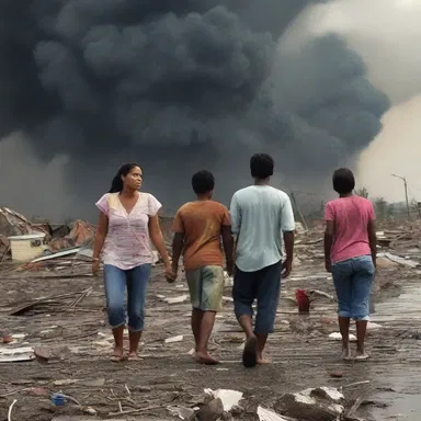 The movie depicted the distress of a family caught in the midst of a natural disaster.