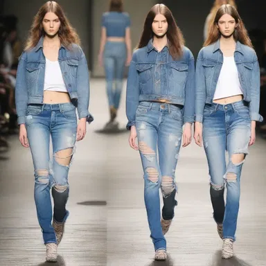 The fashion designer distressed the denim fabric to give it a trendy, worn-out look.