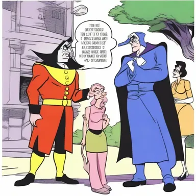 The villain's plan to distress the heroes caused tension and suspense in the cartoon.