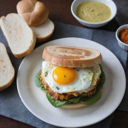 A simple homemade Indian egg sandwich, infused with traditional spices, grilled to perfection, and bearing the personal touch and style of the maker.