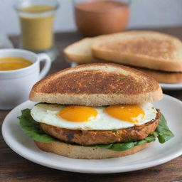 A simple homemade Indian egg sandwich, infused with traditional spices, grilled to perfection, and bearing the personal touch and style of the maker.