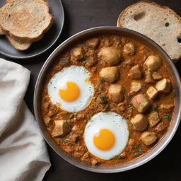 A homemade Indian dish of eggs and bread, cooked with home-style spices, highlighting the personal touch and unique style of the creator.