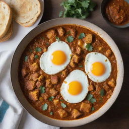 A homemade Indian dish of eggs and bread, cooked with home-style spices, highlighting the personal touch and unique style of the creator.