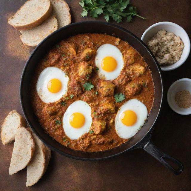 A homemade Indian dish of eggs and bread, cooked with home-style spices, highlighting the personal touch and unique style of the creator.