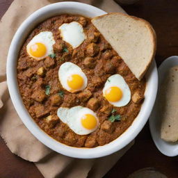 A homemade Indian dish of eggs and bread, cooked with home-style spices, highlighting the personal touch and unique style of the creator.