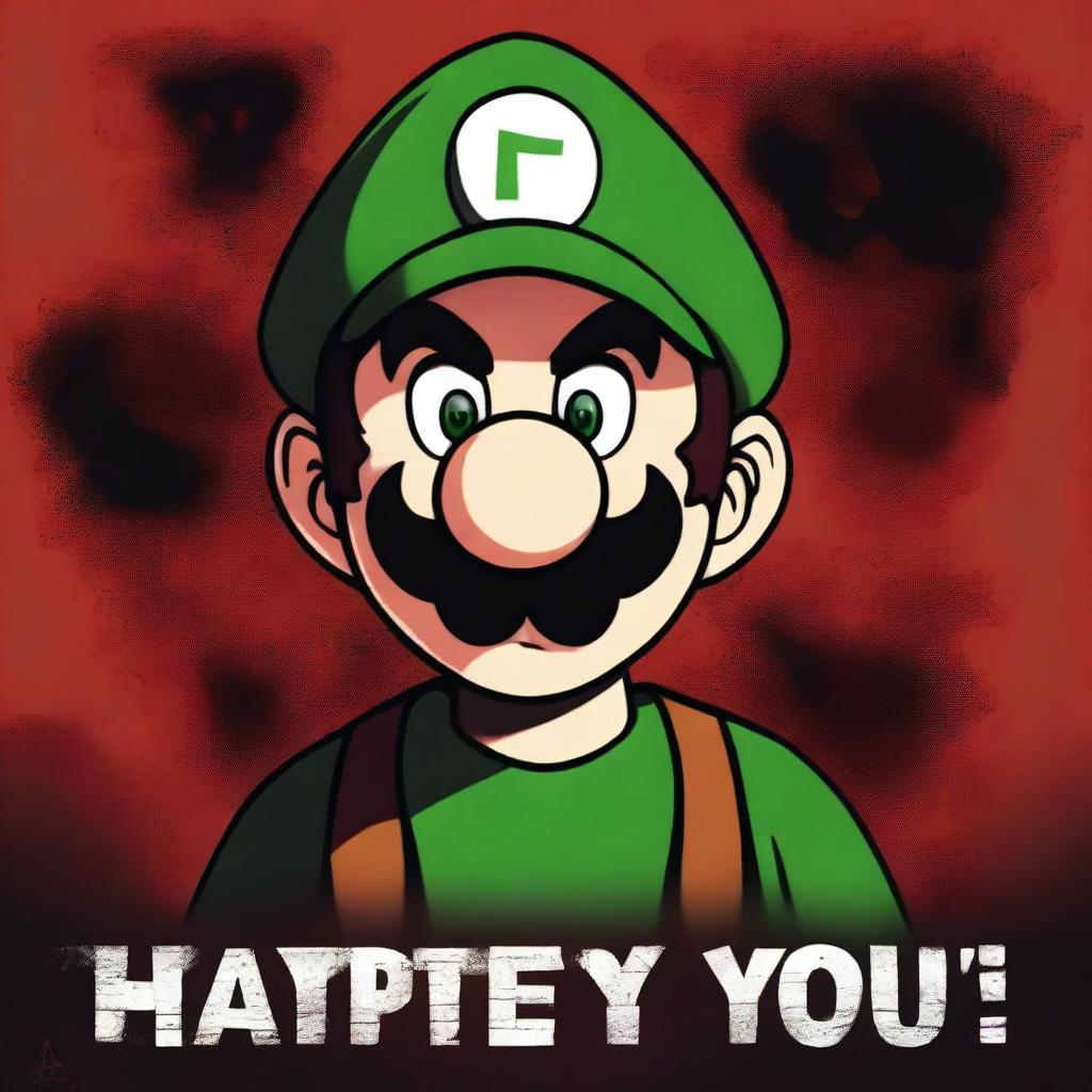 A high-quality digital art poster for a movie titled 'I HATE YOU!', inspired by the Mario creepypasta 'I Hate You Luigi'