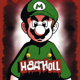 A high-quality digital art poster for a movie titled 'I HATE YOU!', inspired by the Mario creepypasta 'I Hate You Luigi'