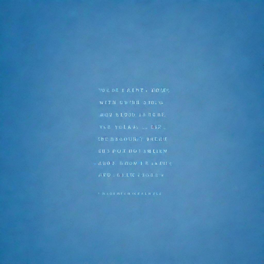 A vast sky of striking, pure blue, etched with the poignant quote 'We can paint the blue sky with our blood, with our tears' in a stylish and evocative font