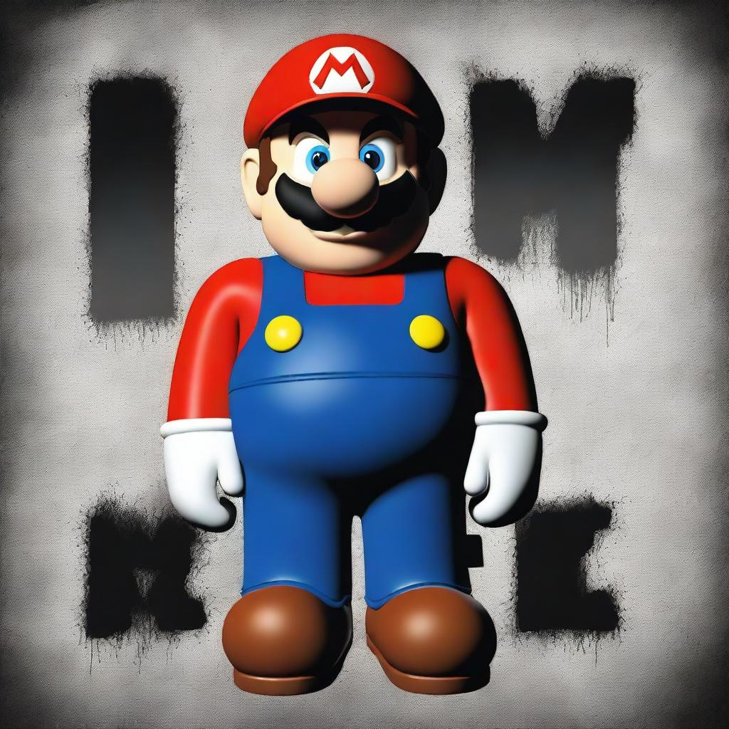 A high-quality digital art poster for a horror movie featuring a large, intimidating version of Mario, styled after the character 'MX' from the Mario creepypasta