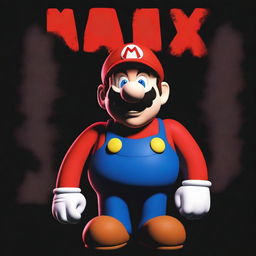 A high-quality digital art poster for a horror movie featuring a large, intimidating version of Mario, styled after the character 'MX' from the Mario creepypasta