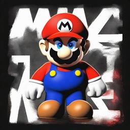 A high-quality digital art poster for a horror movie featuring a large, intimidating version of Mario, styled after the character 'MX' from the Mario creepypasta