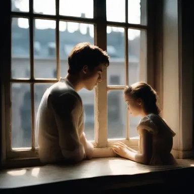 In the romantic novel, the protagonist and her love interest shared a passionate moment as they gazed through the window, while the glass cutter lay forgotten on the table.