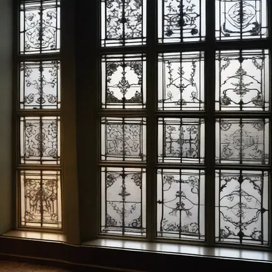 The glass cutter skillfully creates ornate patterns on the windows of the luxurious mansion, adding an elegant touch to the interior design.