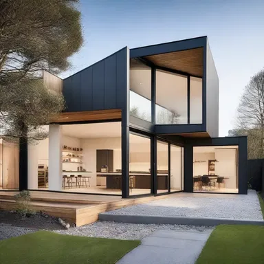 The design of this modern house incorporates elements of pommy style, with a blend of British aesthetics.
