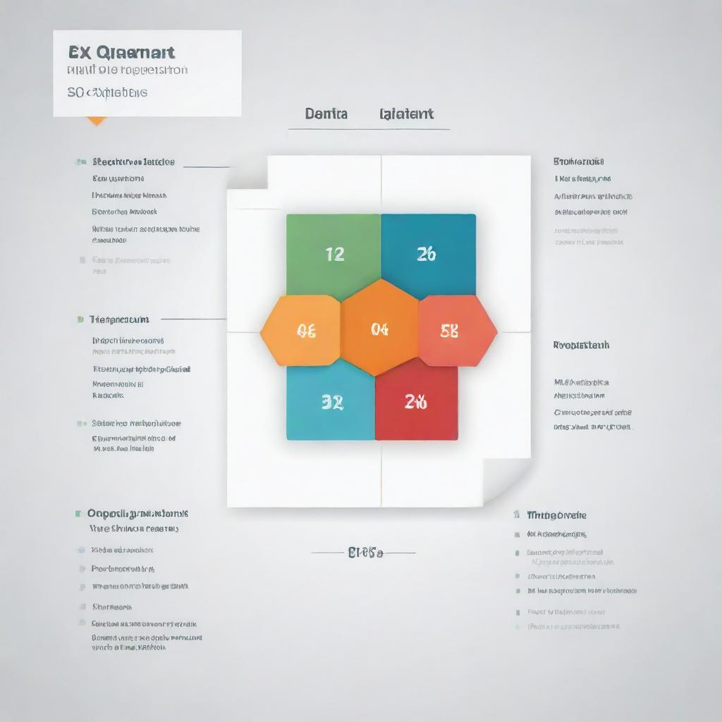 Create a 2x2 infographic populated with numerical data. Each quadrant should contain a different set of data presented in an attractive and easy-to-understand manner.