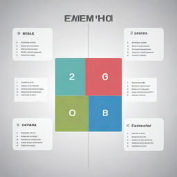 Create a 2x2 infographic populated with numerical data. Each quadrant should contain a different set of data presented in an attractive and easy-to-understand manner.