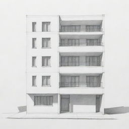 A simple, clean architectural sketch of a four-story building.