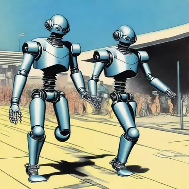 In the futuristic science fiction novel, the advanced robotic beings effortlessly performed walkovers as a form of entertainment.