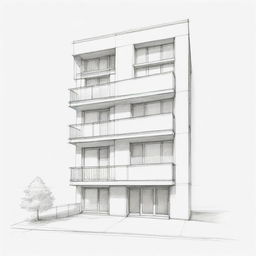 A simple, clean architectural sketch of a four-story building.