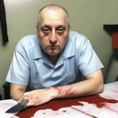 The deranged killer belabored his victims with his sharp knife, leaving a trail of blood and terror in his wake.