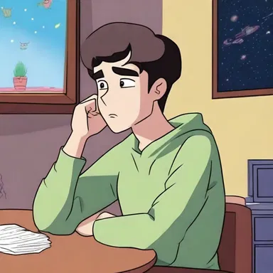 The broody protagonist in the animated series spends hours pondering the mysteries of the universe.