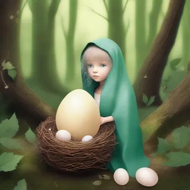 The magical broody guarded her eggs in a hidden nest deep within the enchanted forest.