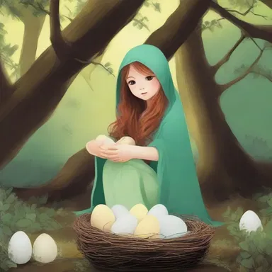 The magical broody guarded her eggs in a hidden nest deep within the enchanted forest.