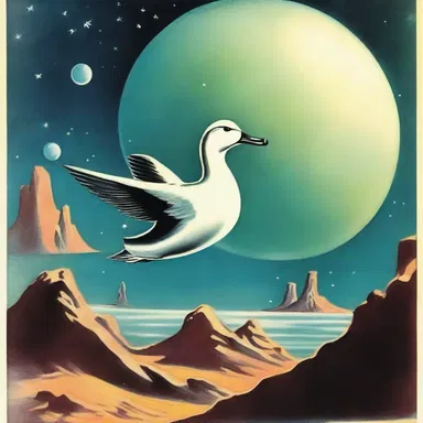 The science fiction novel featured a futuristic planet where the male baldpate widgeon had a glowing white crown that emitted energy.