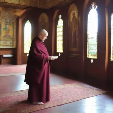 The baldpate monk led the morning prayer in the monastery.