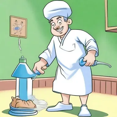 In the cartoon, the character used surgical spirit to clean their wounds after a daring adventure.