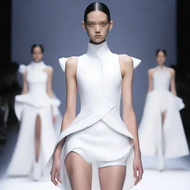 The designer's avant-garde collection featured unconventional sleeves that resembled enarthrodial joints, creating a unique and futuristic aesthetic.