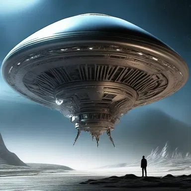 In the science fiction novel, the alien spaceship had a shiny and reflective superficies.
