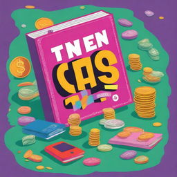 A high-quality digital art image of a book cover for 'Teen Cash: 25 Ways to Earn, Save, and Spend Wisely'