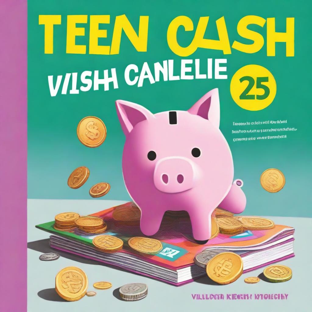 A high-quality digital art image of a book cover for 'Teen Cash: 25 Ways to Earn, Save, and Spend Wisely' by Viktoriia Krechkovska