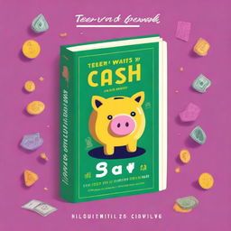 A high-quality digital art image of a book cover for 'Teen Cash: 25 Ways to Earn, Save, and Spend Wisely' by Viktoriia Krechkovska