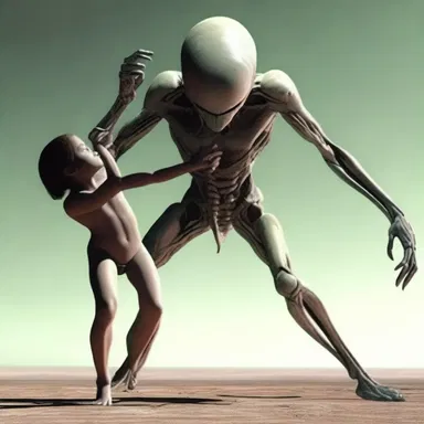 The alien creature's prehension of its human prey showed its superior dexterity and strength.