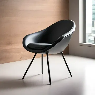 The modern chair design showcased its sleek lines and prehension of comfort for the user.