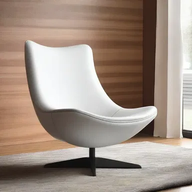 The modern chair design showcased its sleek lines and prehension of comfort for the user.