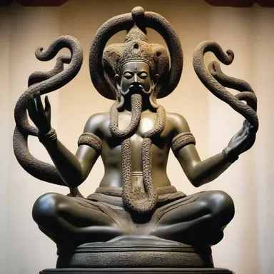The statue of the deity depicted him with multiple tentacles, symbolizing his prehension of knowledge and power.